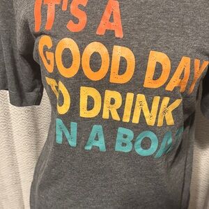 Gray Graphic Tee with Colorful Text